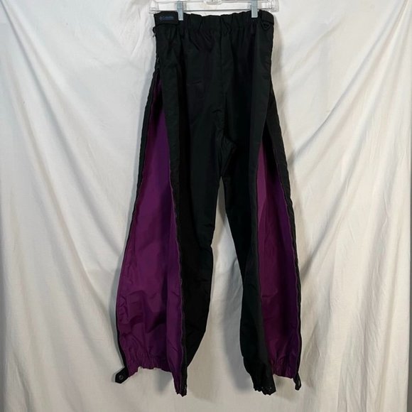 COLUMBIA Black Purple Reversible Ski Pants Snowboard SIDE ZIP Women Large - Picture 8 of 11